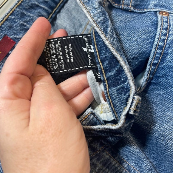 7 For All Mankind Medium Dojo Blue Wide Leg Cuffed Jeans size 30 - Picture 5 of 8